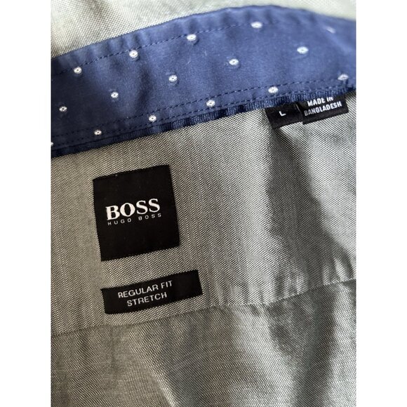 Hugo Boss Men's Shirt Size Large LARGE REGULAR  FIT Gray Stretch Preppy Business - Picture 5 of 13